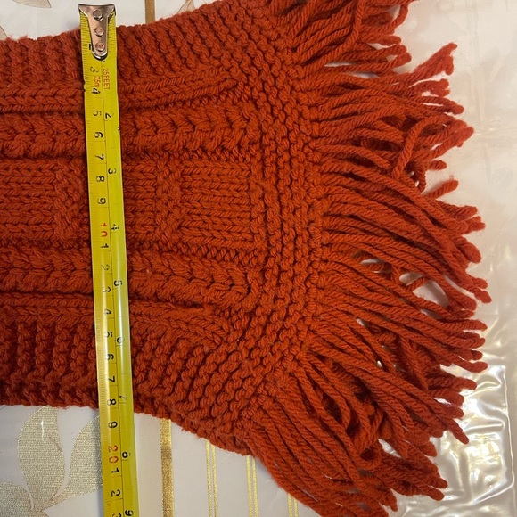 Mens/womens Wool Blend Cable Knit Scarf Terracotta Sz 7x55” - Picture 2 of 3